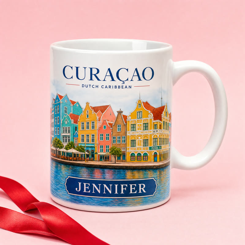 Custom name mug with Curaçao design